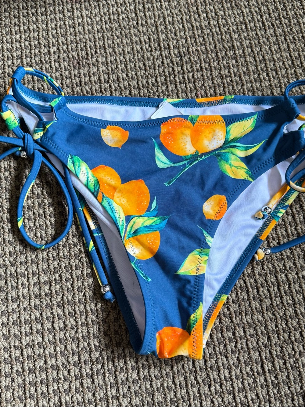 Blue Citrus Tie-Side Bikini Bottoms